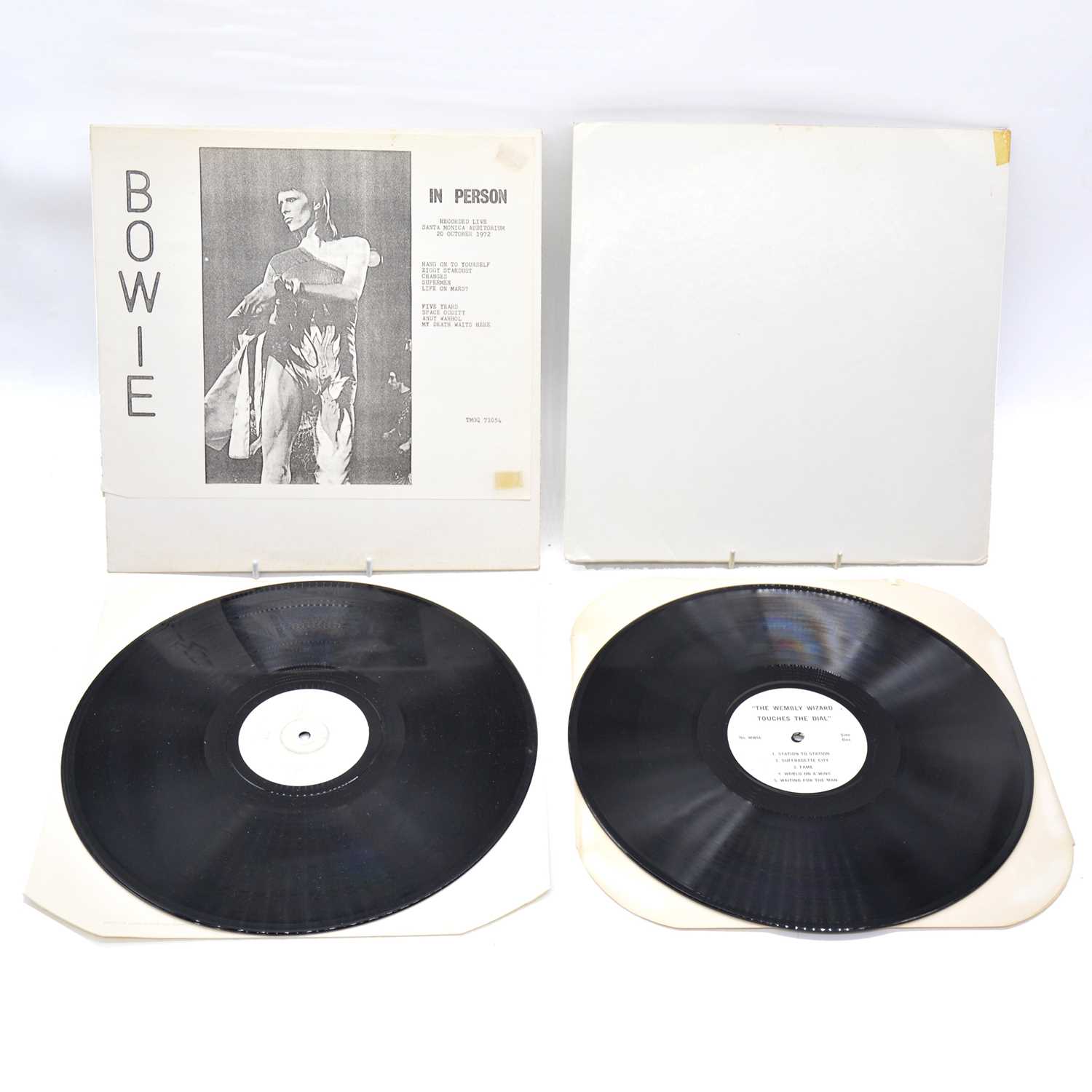 Lot 77 - David Bowie LP vinyl records, two private pressings including In Person Live Santa Monica