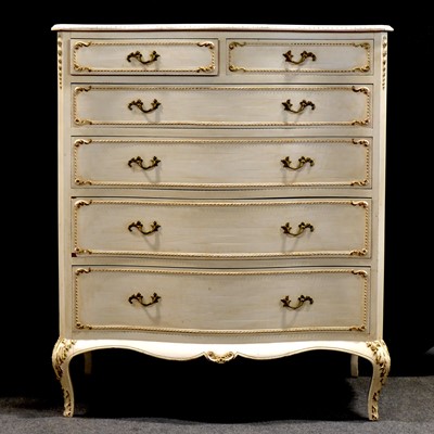 Lot 437 - French style white and gilt part bedroom suite