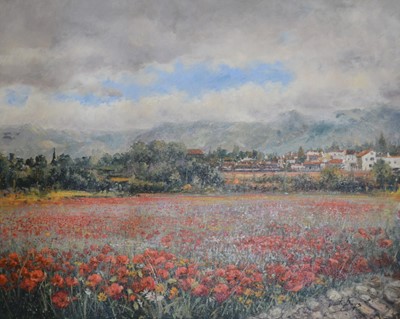 Lot 338 - Vincent Paya, Landscape with poppies