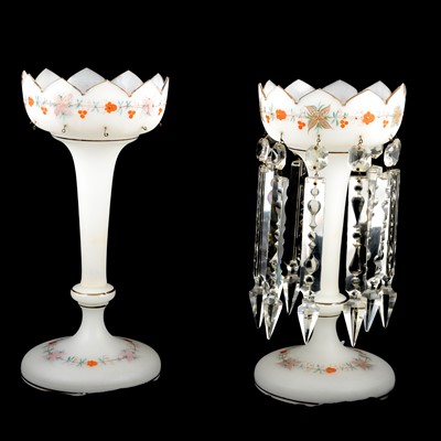 Lot 32 - Pair of Victorian opaque glass lustres