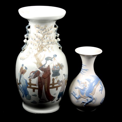 Lot 24 - A large LLadro Chinese style vase and a blue dragon vase