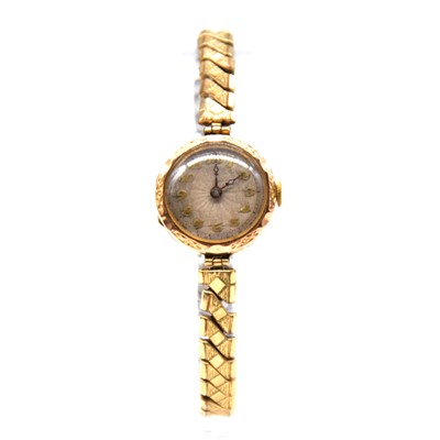 Lot 149 - A 9 carat gold swivel fob and chain, lady's vintage wristwatch