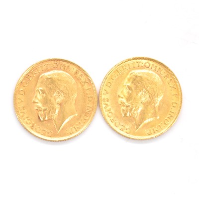 Lot 116 - Two Gold Full Sovereign Coins, George V 1911,1912.