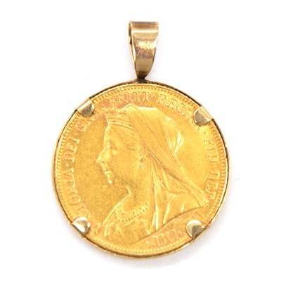 Lot 121 - A Gold Full Sovereign Coin in a pendant mount.