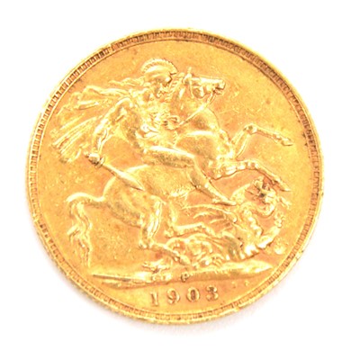 Lot 117 - A Gold Full Sovereign Coin, Edward VII 1903, Perth Mint mark