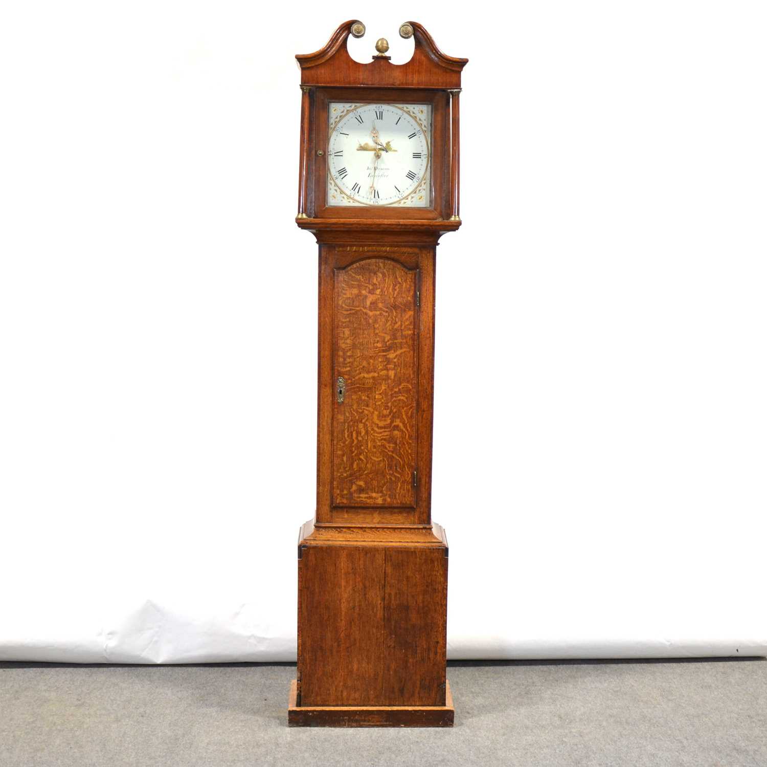 Lot 390 - Oak longcase clock,