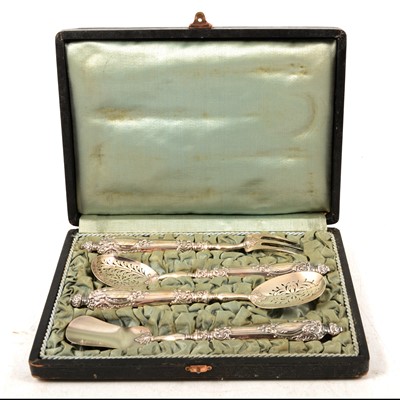 Lot 278 - Set of four Continental silver serving utensils