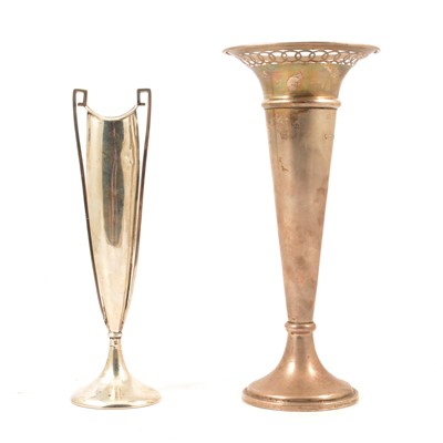 Lot 296 - Two silver spill vases
