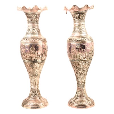 Lot 290 - Pair of Indian metal vases