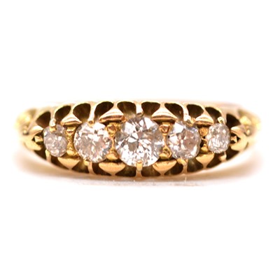 Lot 32 - A diamond five stone ring.