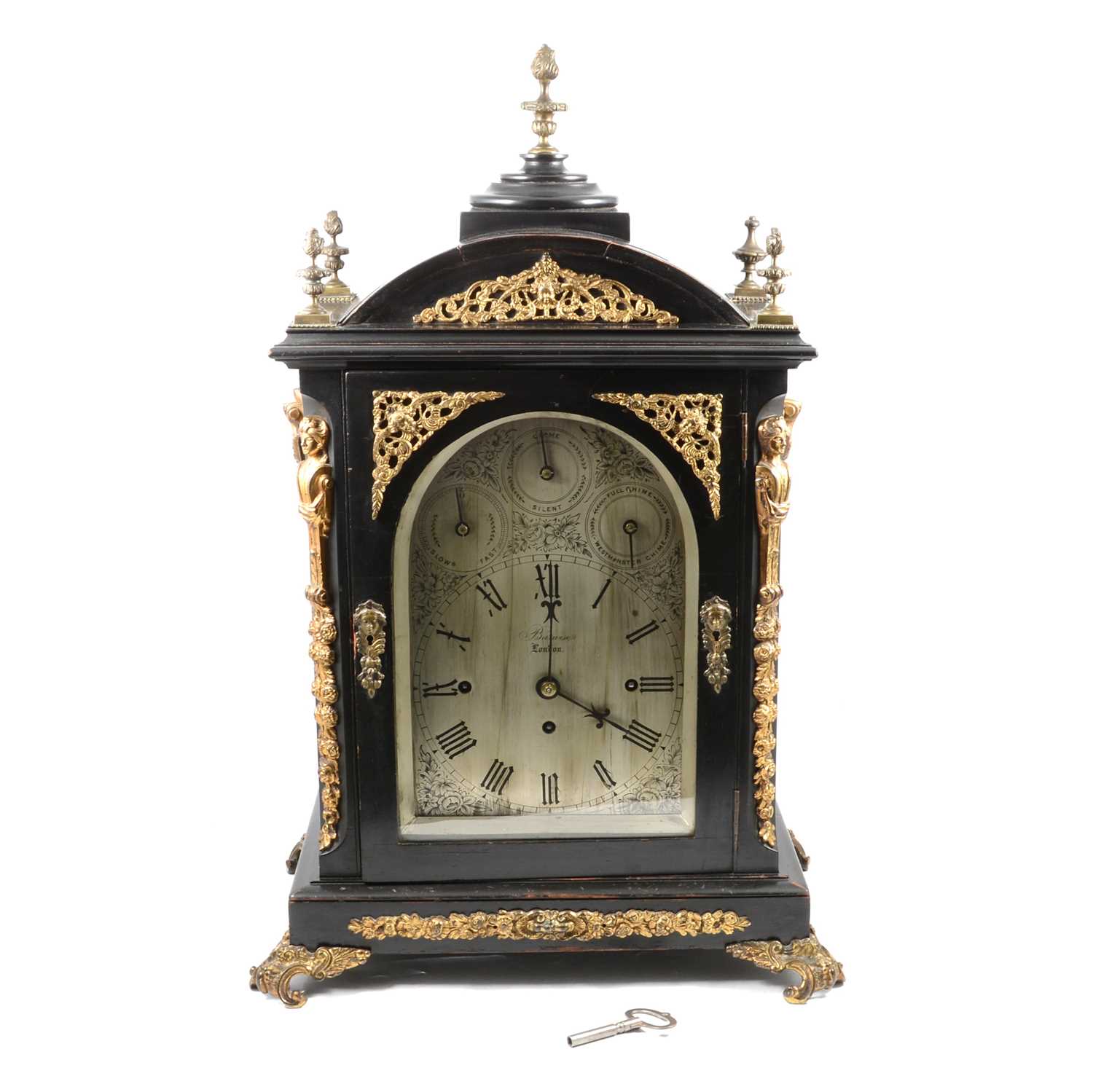 Lot 180 - Victorian ebonised mantel clock, Barwise,