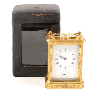 Lot 176 - Dent a Paris, a French brass carriage clock, with carry case.