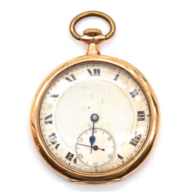 Lot 325 - A 12 carat yellow gold open face pocket watch.