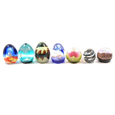 Lot 23 - Seven glass paperweights, six by Caithness.
