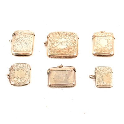 Lot 263 - Six silver vesta cases