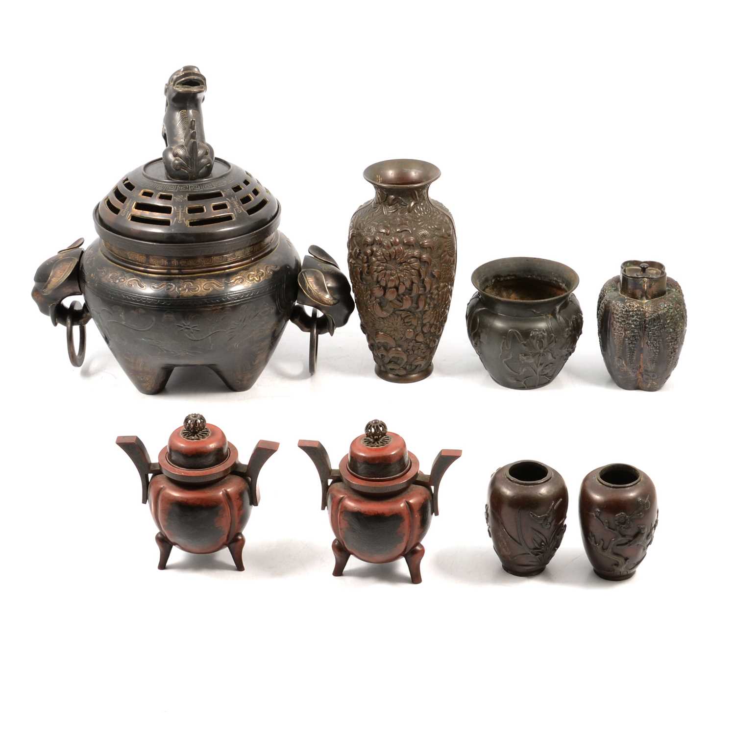 Lot 116 - Modern Chinese metal censer, etc.,