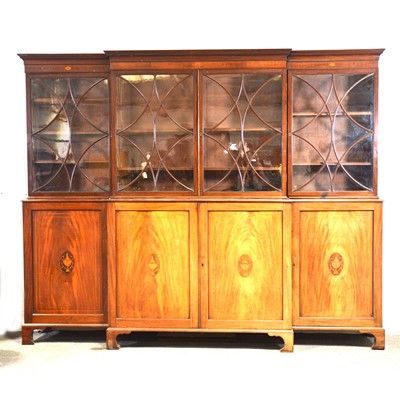 Lot 455 - George III mahogany breakfront bookcase