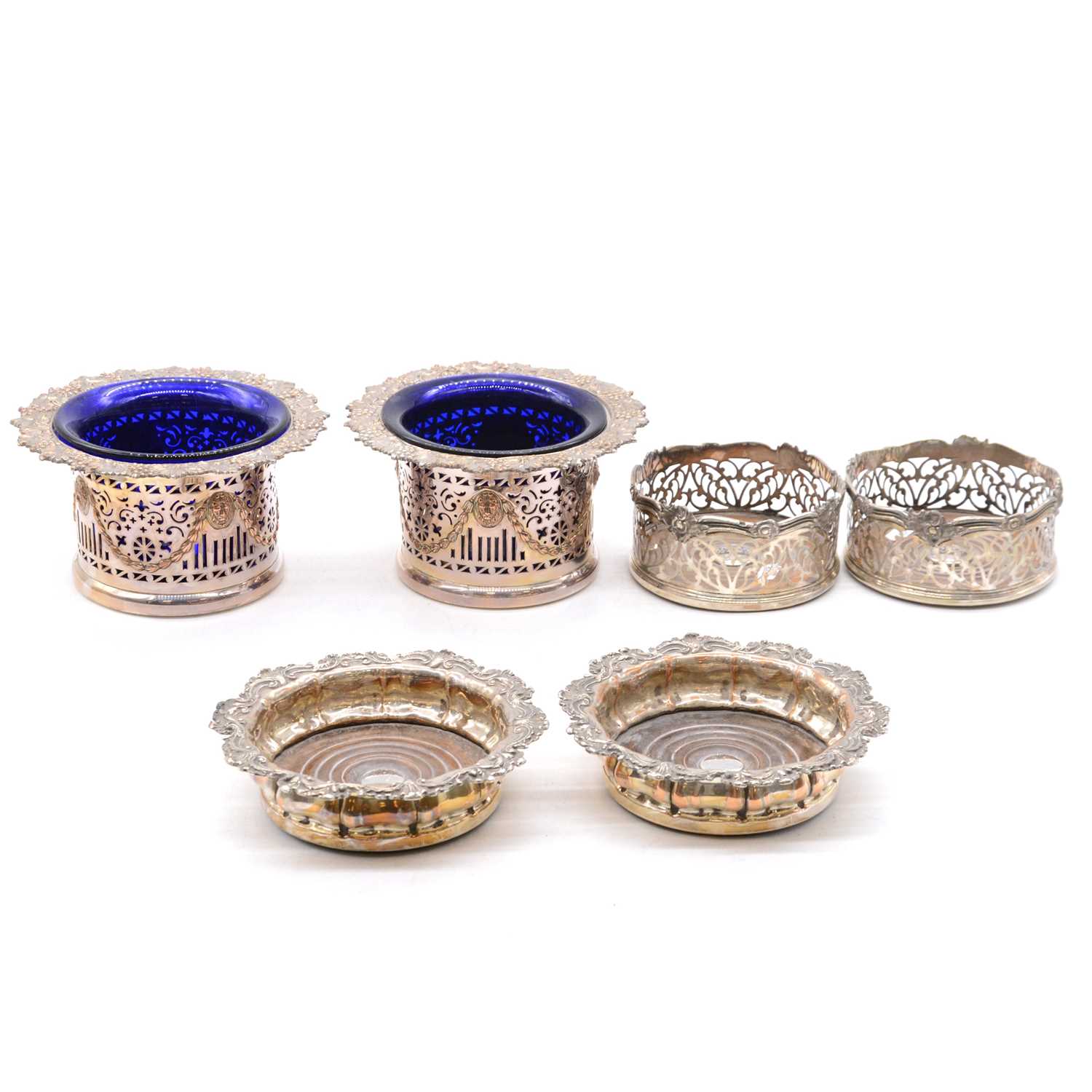Lot 169 - Three pairs of silver plated coasters,