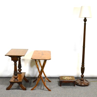 Lot 390 - Oak and mahogany stand and three other items