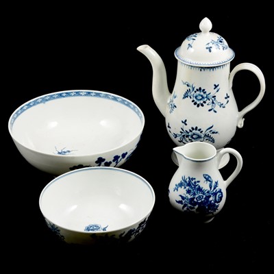 Lot 47 - First Period Worcester jug, two bowls and a pearlware coffee pot