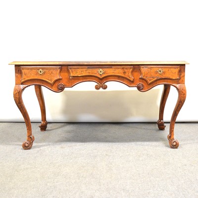 Lot 401 - French walnut and marquetry bureau plat