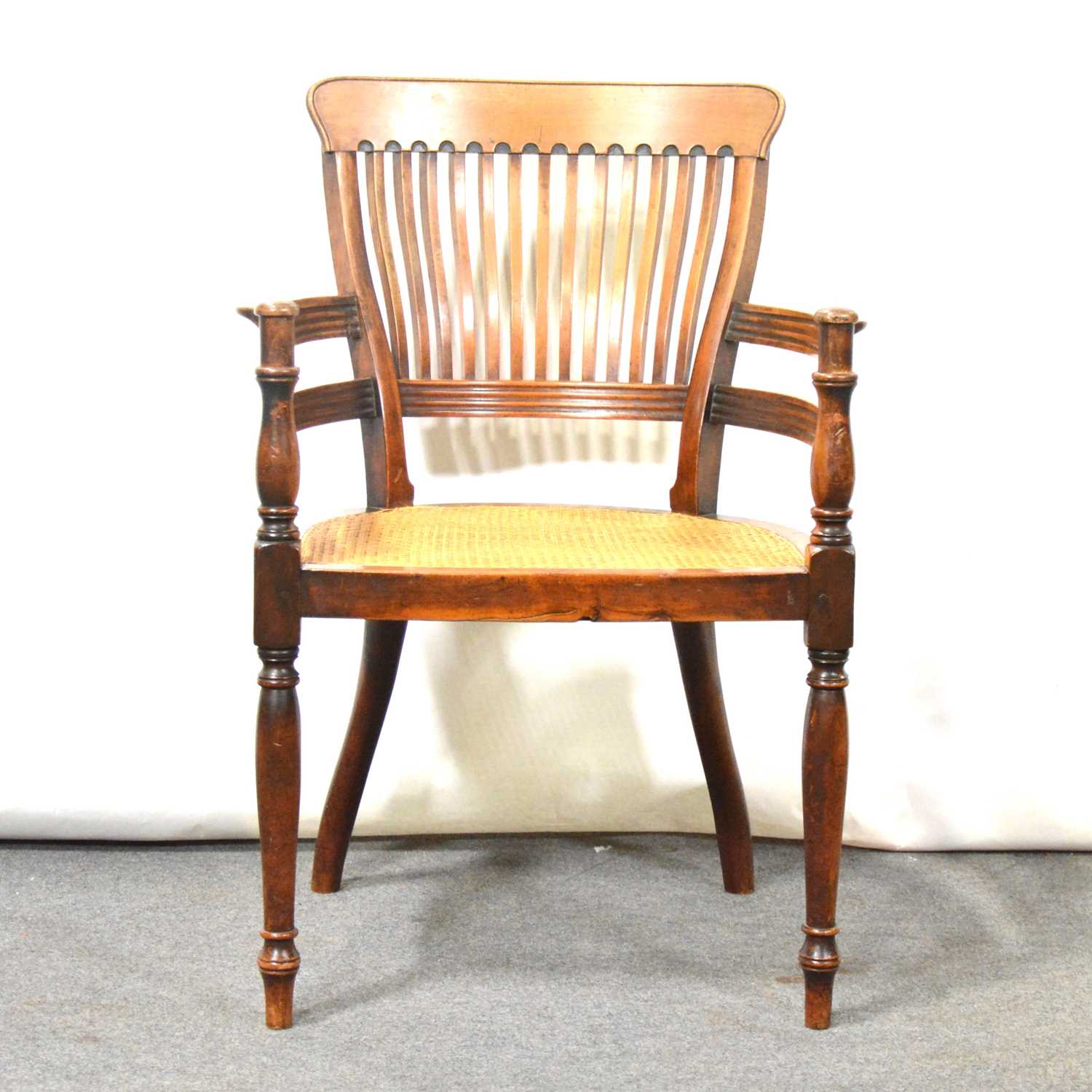 Lot 333 - Late Victorian walnut elbow chair