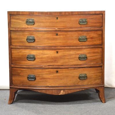 Lot 359 - George III mahogany bowfront chest of drawers and a toilet mirror