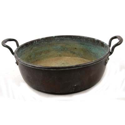 Lot 153 - Large twin-handled copper jam pan