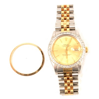 Lot 342A - Rolex - a gentleman's/lady's Oyster Perpetual Datejust two tone wristwatch.