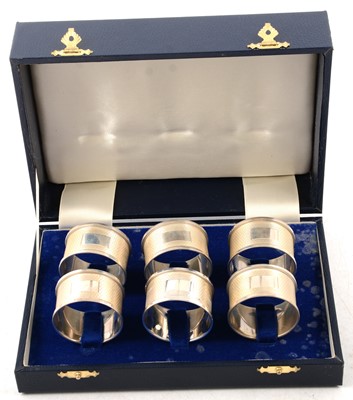 Lot 274 - Set of six silver napkin rings