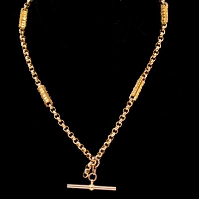 Lot 278 - A yellow metal double Albert watch chain.