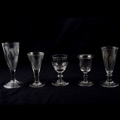 Lot 27 - Five Georgian and 19th Century ale glasses