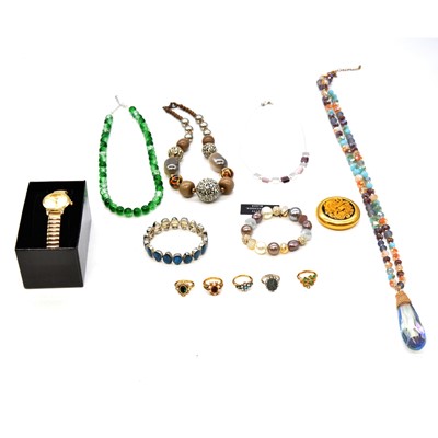 Lot 416A - A collection of gold, white metal and costume jewellery