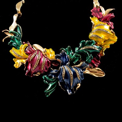 Lot 385 - Oscar de la Renta of USA - a Swarovski Crystal Tulip Runway necklace.