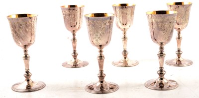 Lot 286 - Set of six Irish silver goblets, Sheffield Assay Office 925 marks, dated 1969