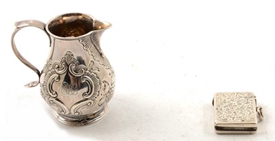 Lot 284 - Georgian silver cream jug, IW London 1810, and a Victorian silver vesta