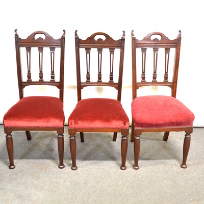 Lot 460 - Set of four Victorian walnut dining chairs, and a stool