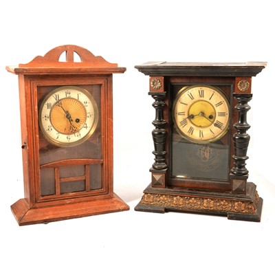 Lot 279 - German Vienna type wall clock and two shelf clocks