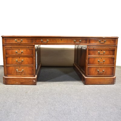 Lot 442 - Reproduction mahogany twin pedestal partner's desk