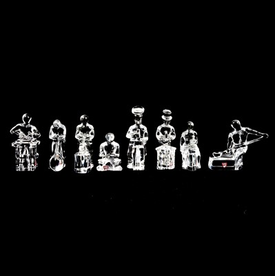 Lot 9 - Set of eight Orrefors glass figures of tradespeople