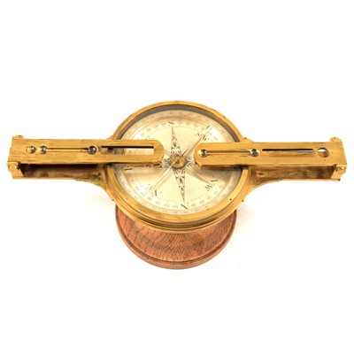 Lot 164 - Brass miners compass, signed John Hewitson, Newcastle upon Tyne