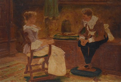 Lot 240 - Continental School, Two figures in an interior