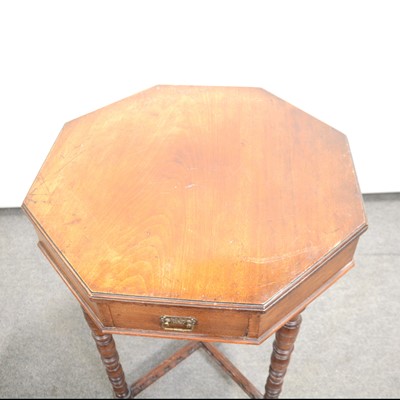 Lot 461 - Oak wall cabinet, and two Victorian tables