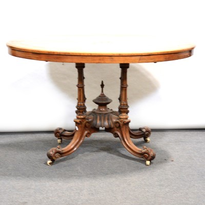 Lot 452 - Victorian walnut and marquetry oval table