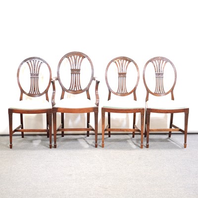 Lot 378 - Set of eight Hepplewhite style mahogany dining chairs