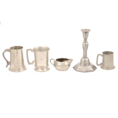 Lot 67 - Quantity of pewter tankards and other pewterware