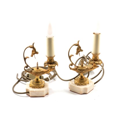 Lot 381 - Pair of gilt metal table lamps