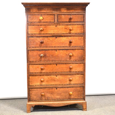 Lot 488 - George III oak and mahogany tallboy chest