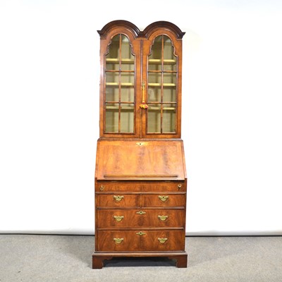 Lot 489 - Georgian style walnut bureau bookcase