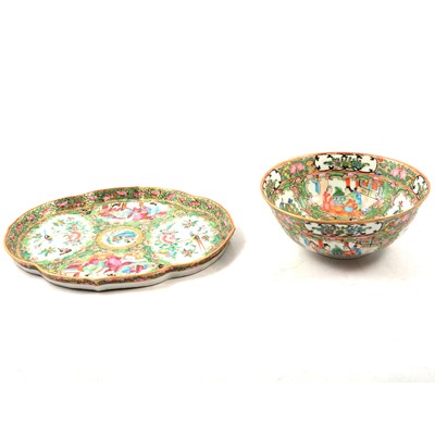 Lot 85 - Cantonese famille rose tray and a similar bowl